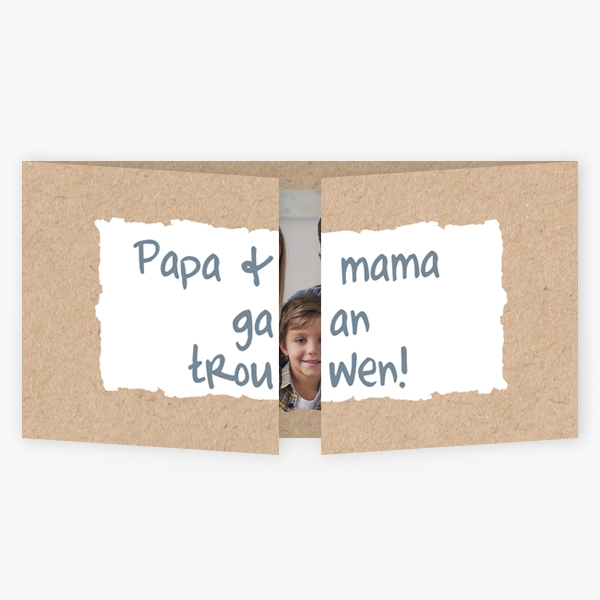 Trouwkaart drieluik papa en mama