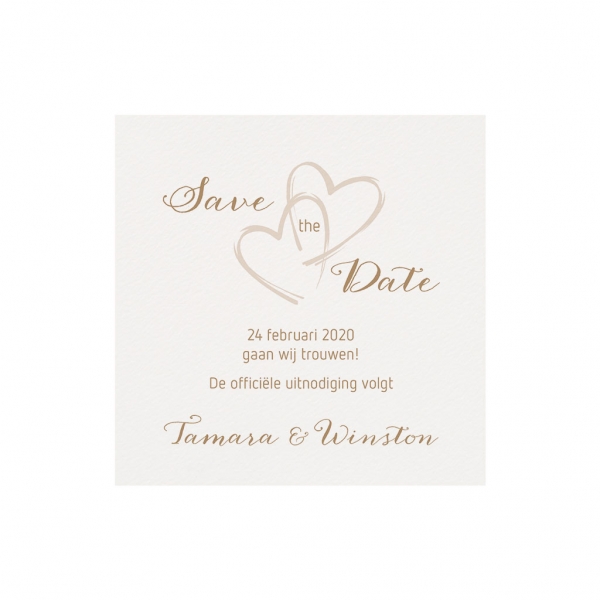 Trouwkaart Save the date past bij trouwkaart - Gouden harten